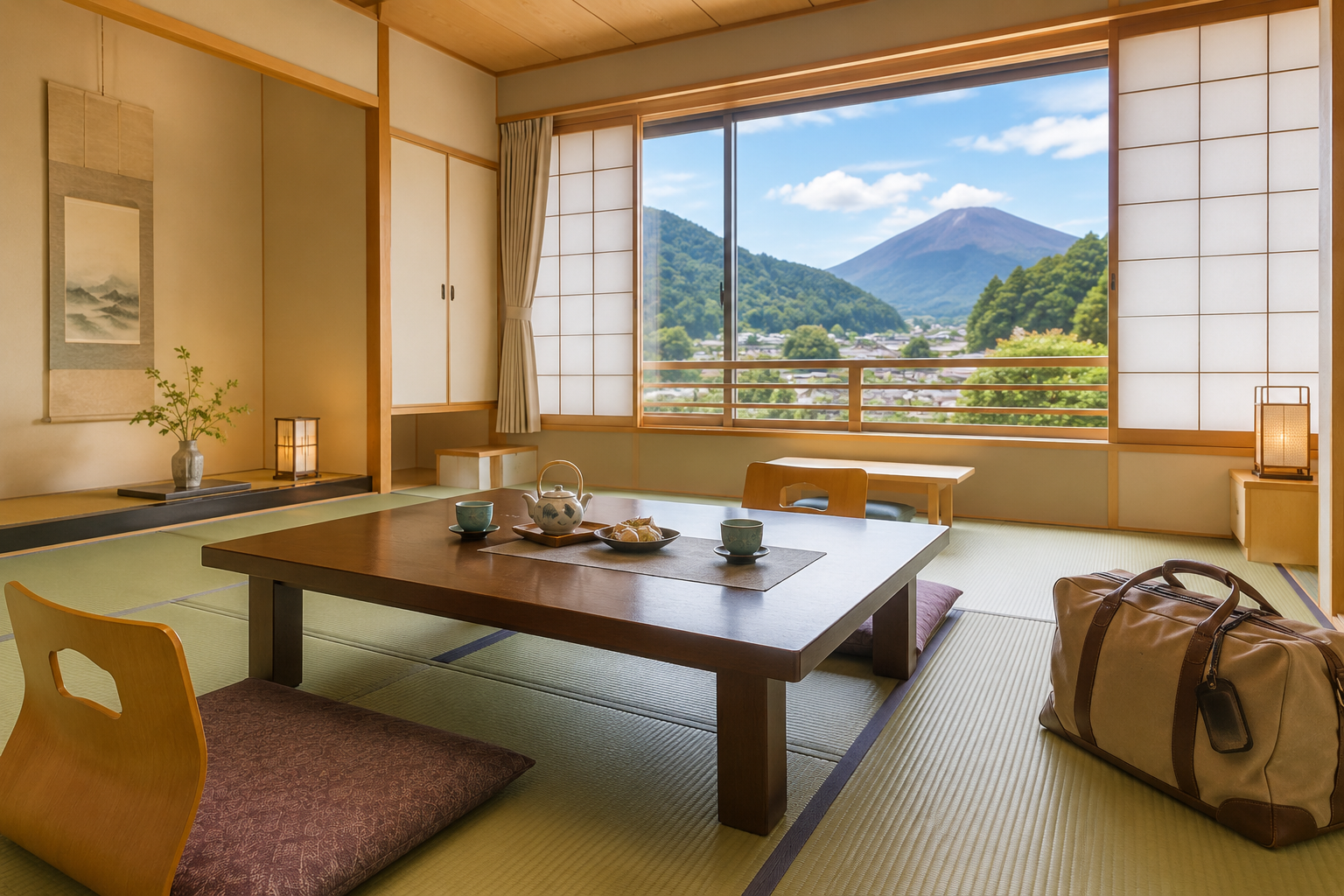 箱根の子連れ旅行で使いやすい明るい和室のイメージ