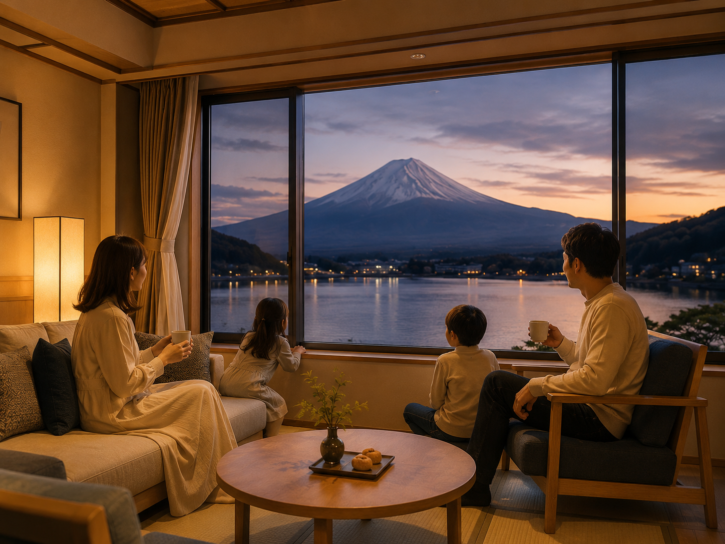 河口湖で部屋食・個室食を選びやすい子連れ宿のイメージ